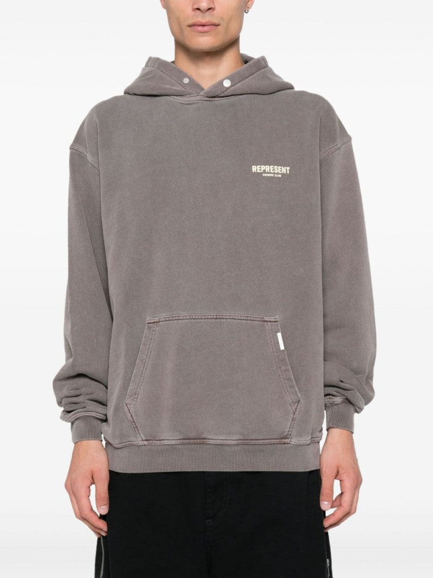 Represent Taupe Grey Cotton Hoodie