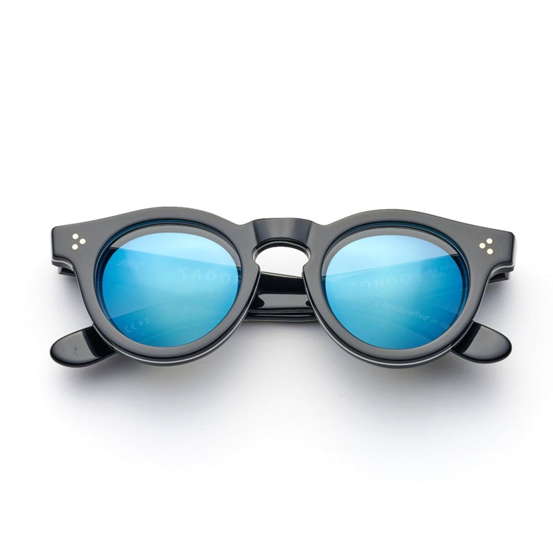 Kador Mondo Bold Round Frame Sunglasses With Reflective Lenses