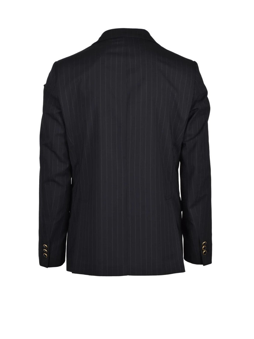 Marsem Black Virgin Wool Polyester Elastane Men Suit