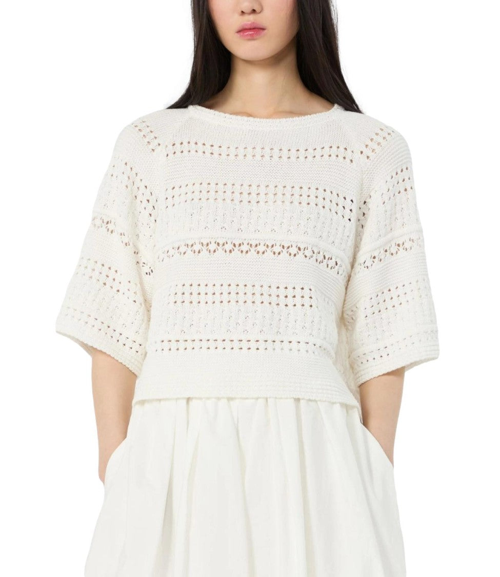 Max Mara Cropped Knit Top With Openwork Design