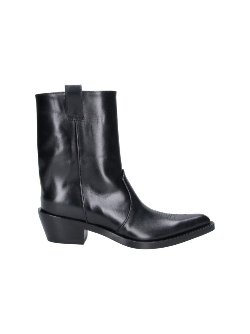 Khaite Black Klive Pointed-Toe Glossy Leather Boots