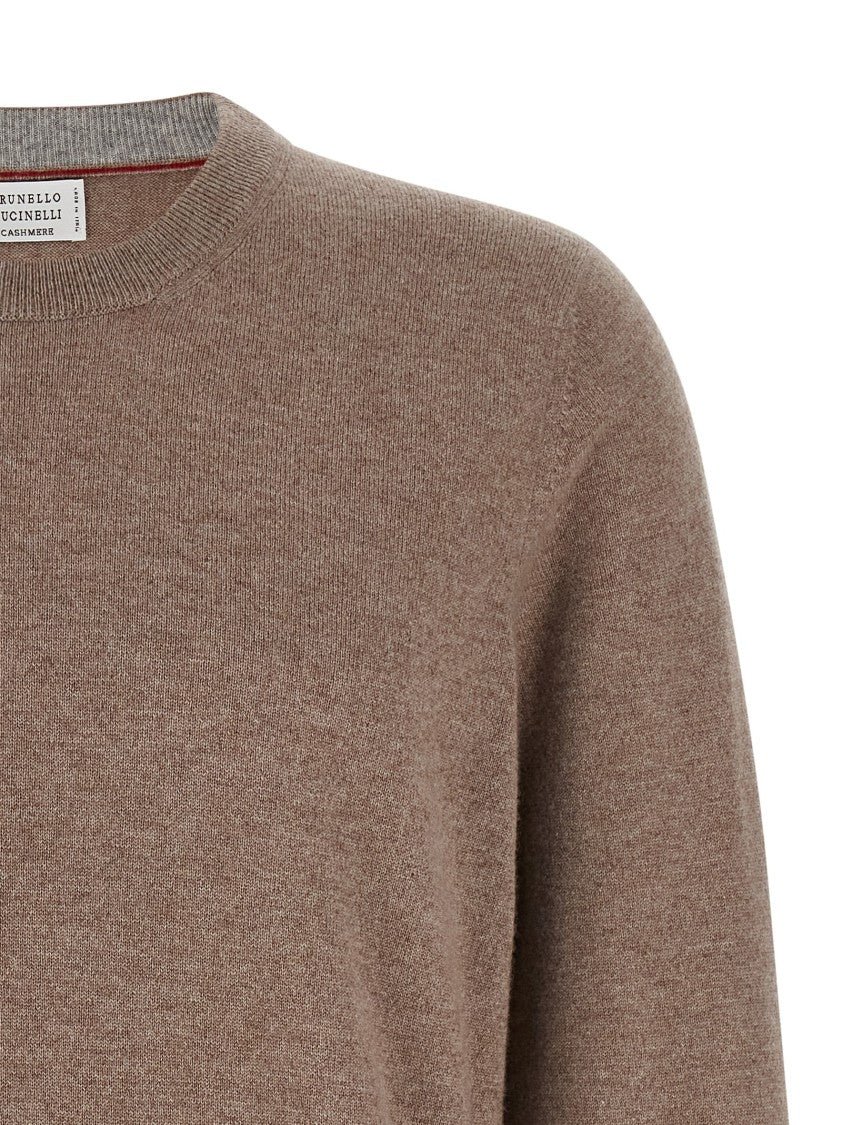 Brunello Cucinelli Brown Cashmere Sweater With Crew Neck