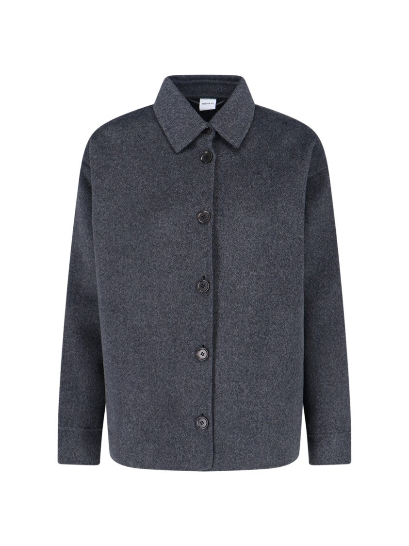Aspesi Grey Bramford Wool Shirt Jacket