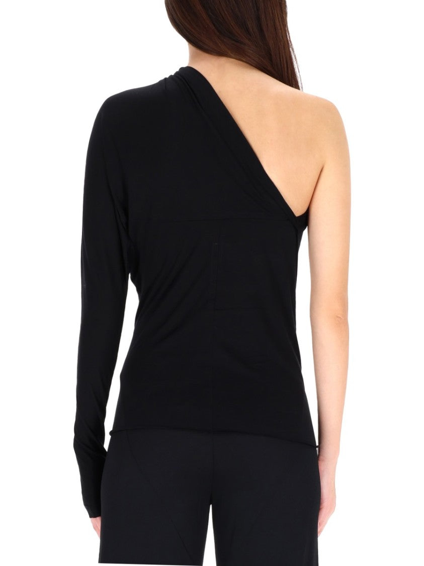 Rick Owens X Lilies Asymmetrical One-Shoulder Black Top