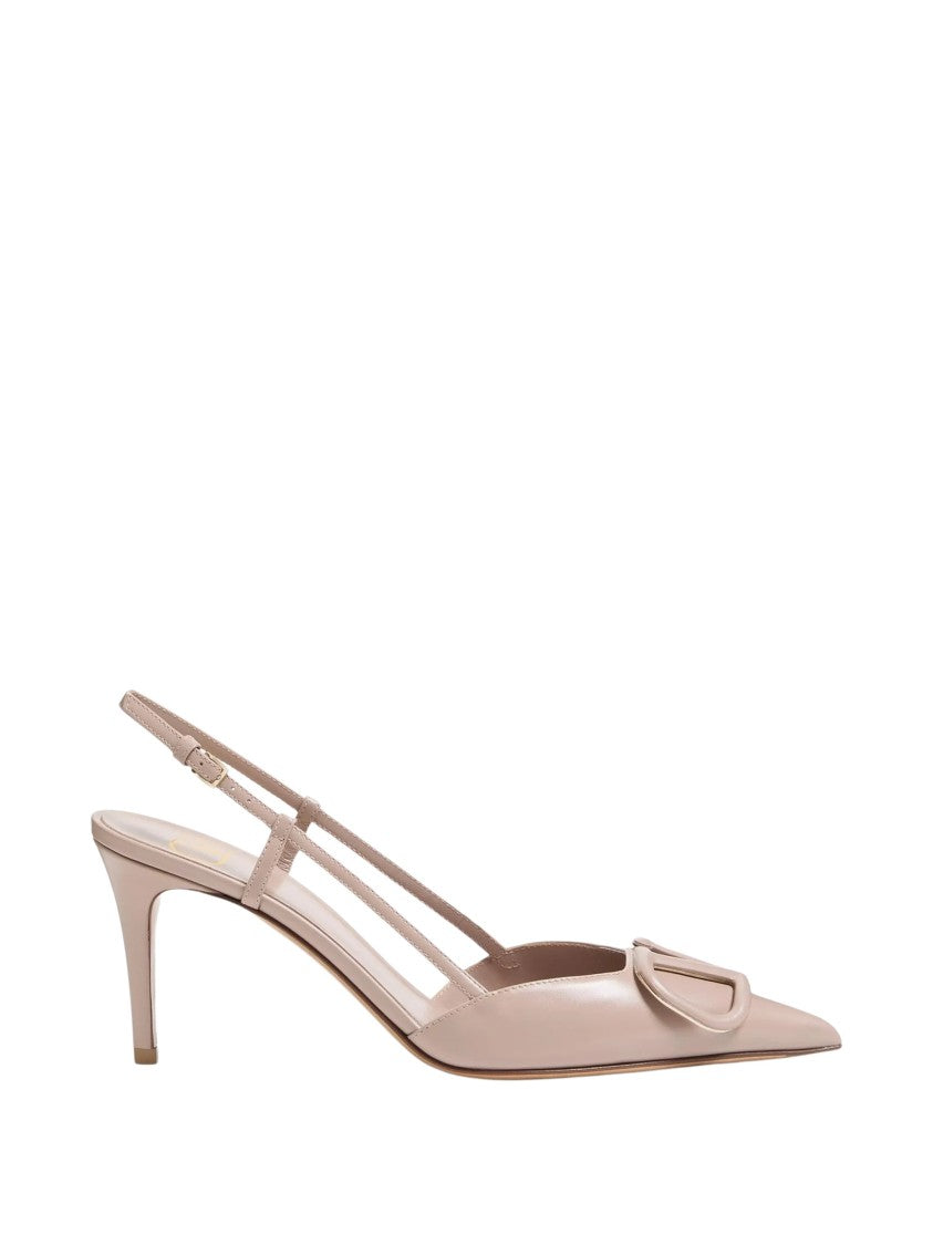 Valentino Sling Back Pointed-Toe Logo Heels