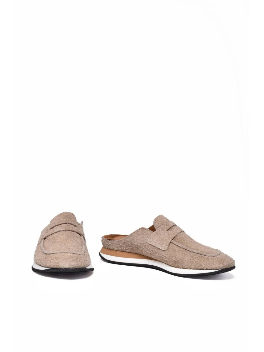 Off Play Beige Textured Strap Suede Mules