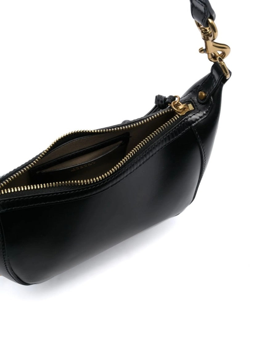 Isabel Marant Crescent-Shaped Black Calf Leather Oskan Moon Shoulder Bag