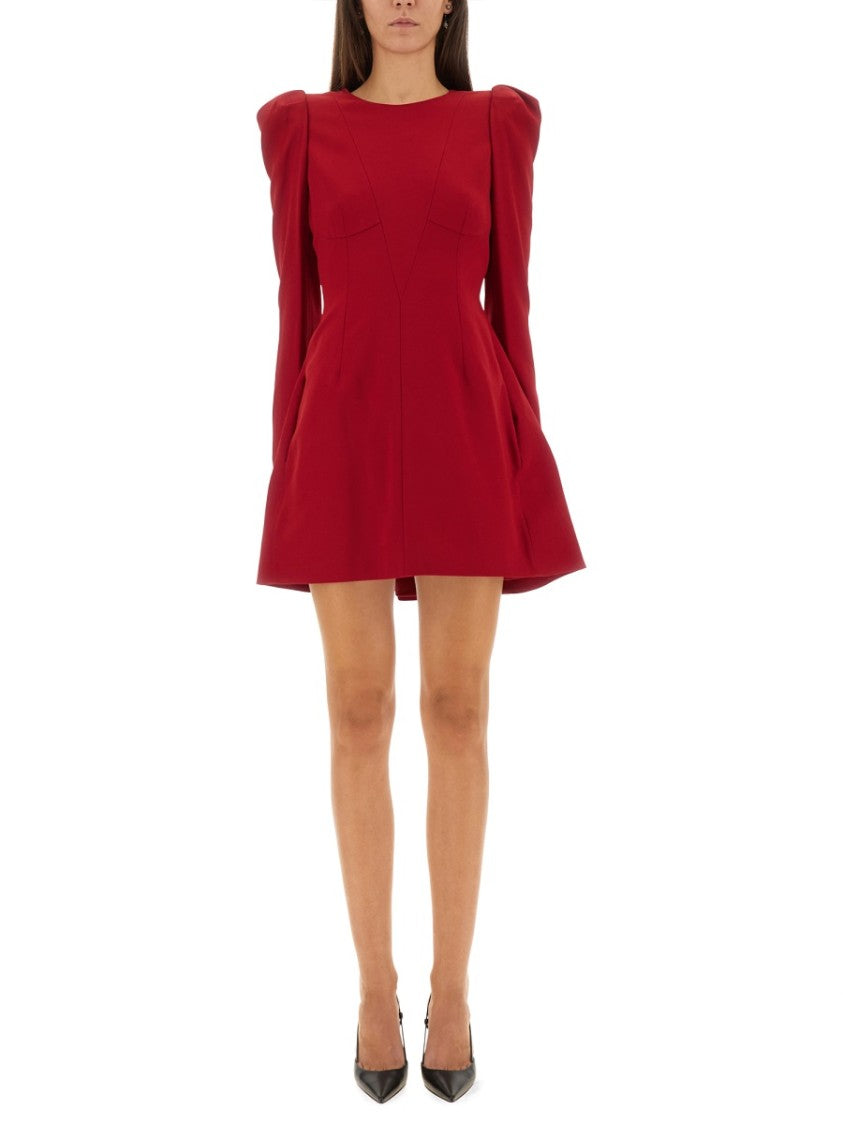 Alexander Mcqueen Fitted Flared Minidress With Structured Shoulders