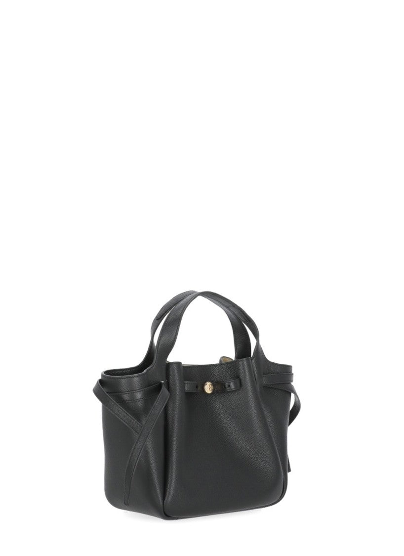 Tory Burch Black Textured Leather Removable Strap Shoulder Bag