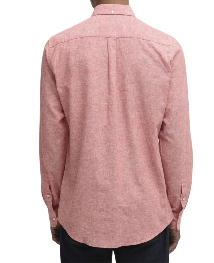 Barbour Long-Sleeve Textured Red Button-Up Shirt