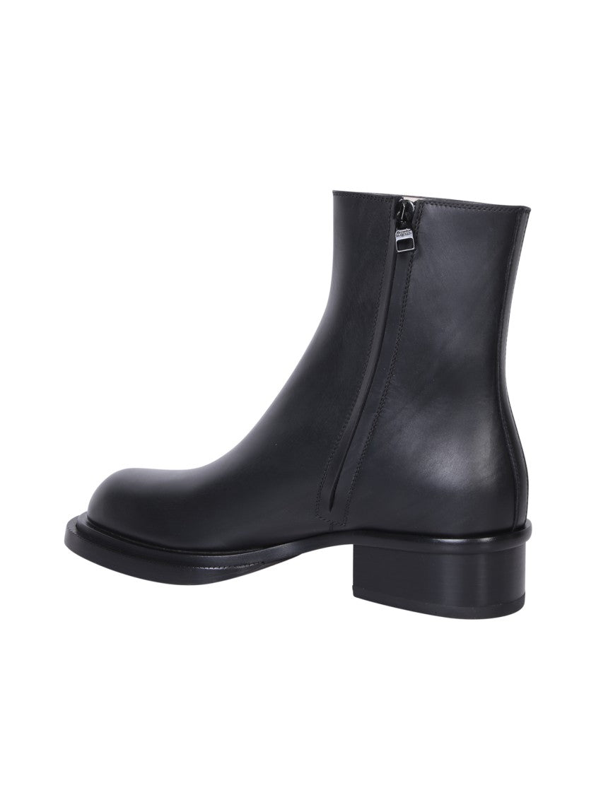 Alexander Mcqueen Black Leather Ankle Boots