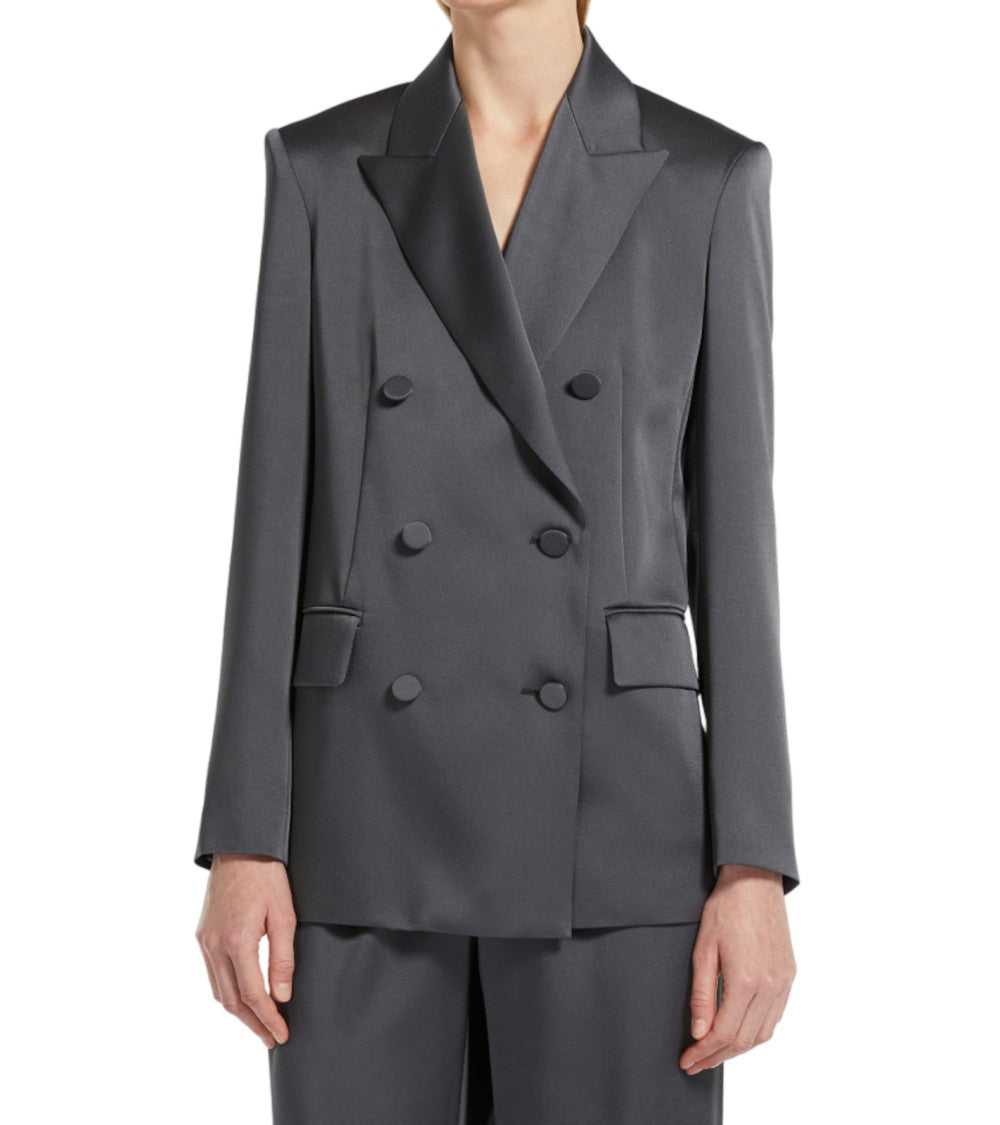 Max Mara Double-Breasted Envers Satin Blazer