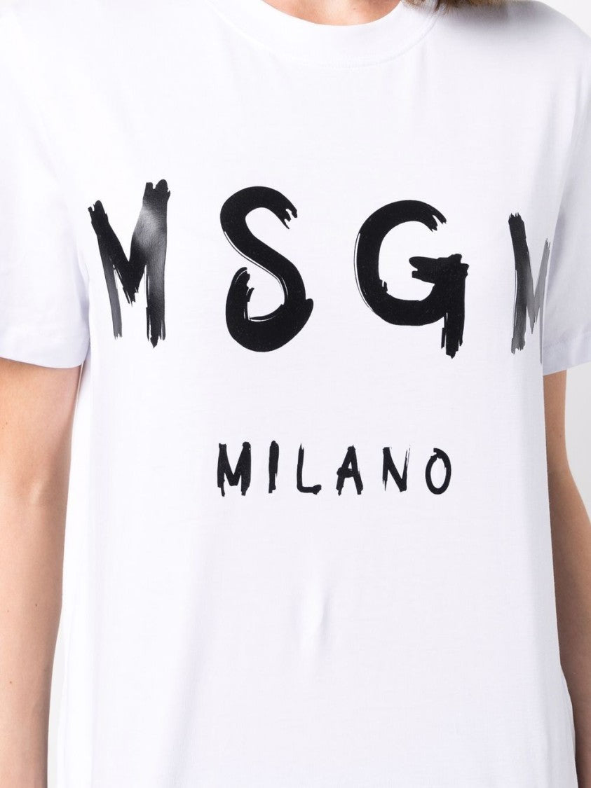 Msgm Graffiti Logo-Print T-Shirt