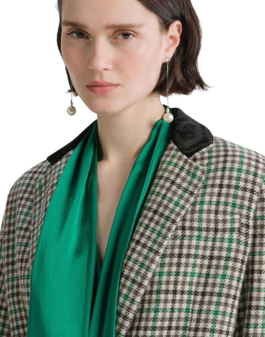 Forte Forte Royal Checked Wool-Blend Notched Lapel Blazer