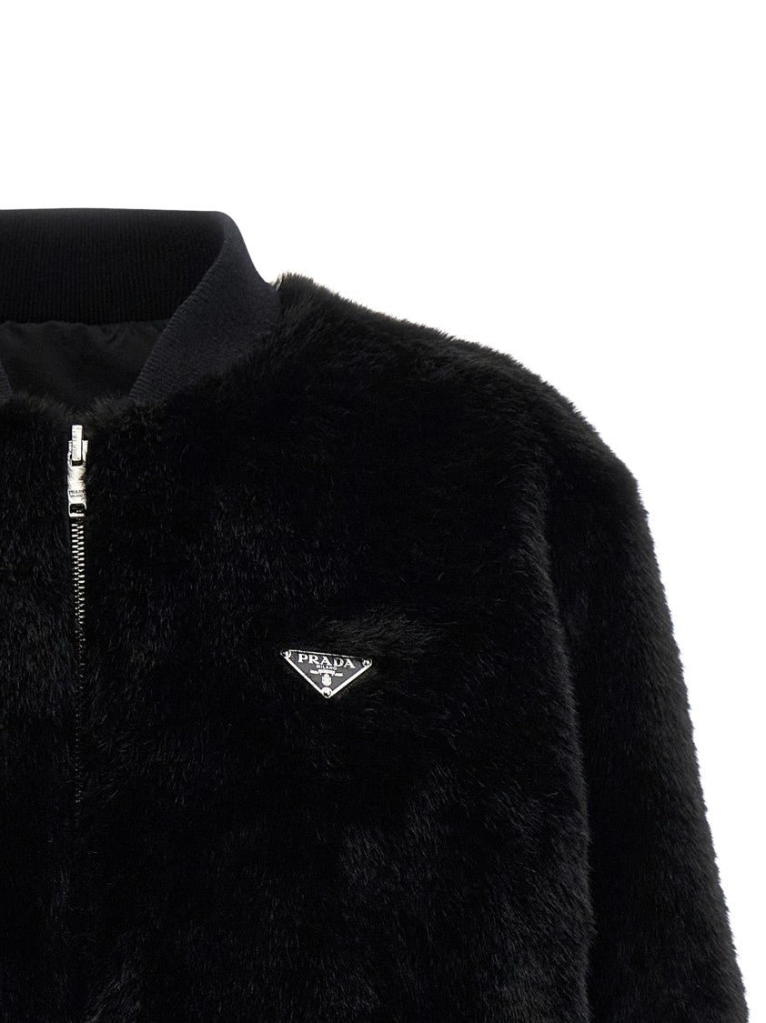 Prada Eco-Fur And Re-Nylon Reversible Bomber Jacket