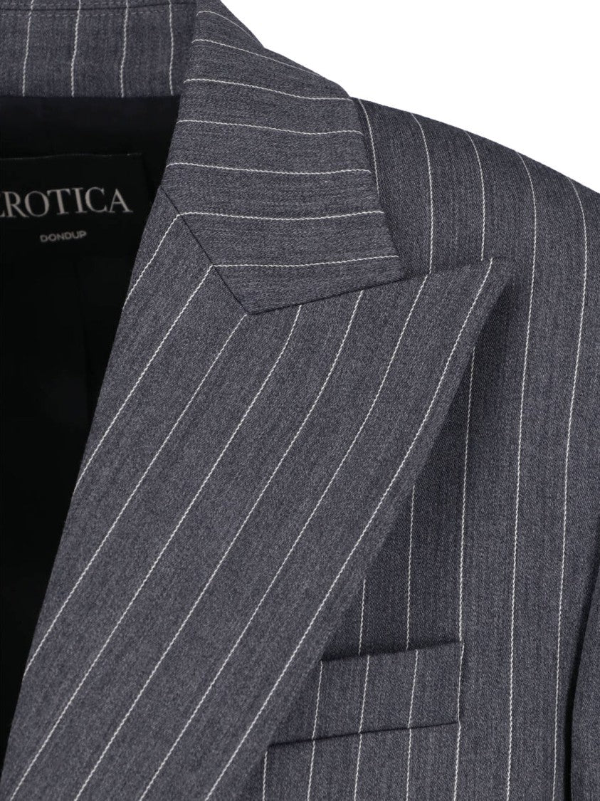 Dondup Grey Wool Cut-Out Cuffs Blazer
