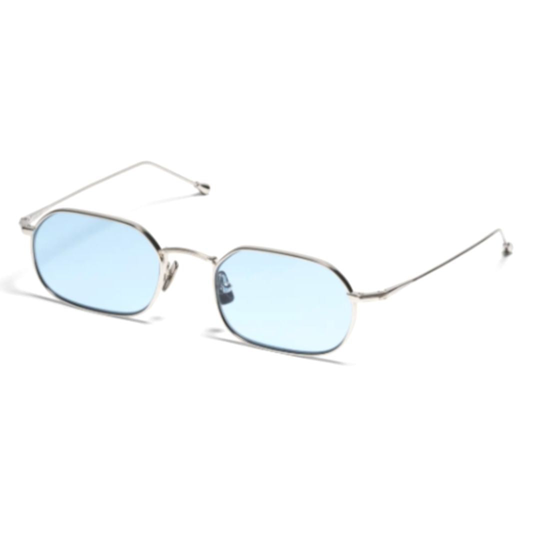 Peter And May Akira Minimalist Titanium Sunglasses With Soft Blue Lenses