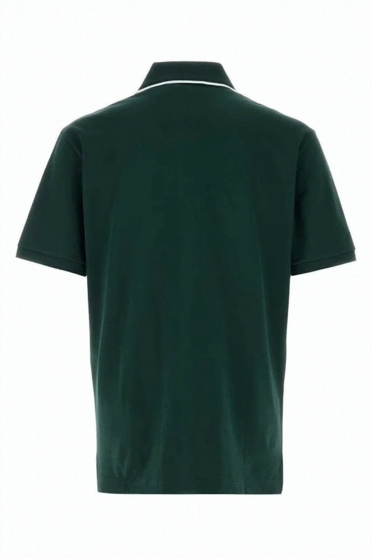 Gucci Cropped Green Cotton Pique Polo Shirt