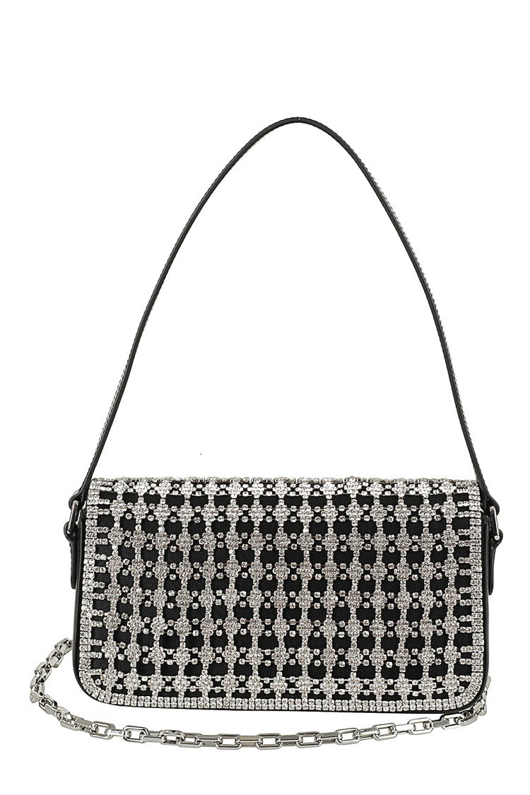 Self-Portrait Intricate Rhinestone-Embellished Crystal Baguette Bag
