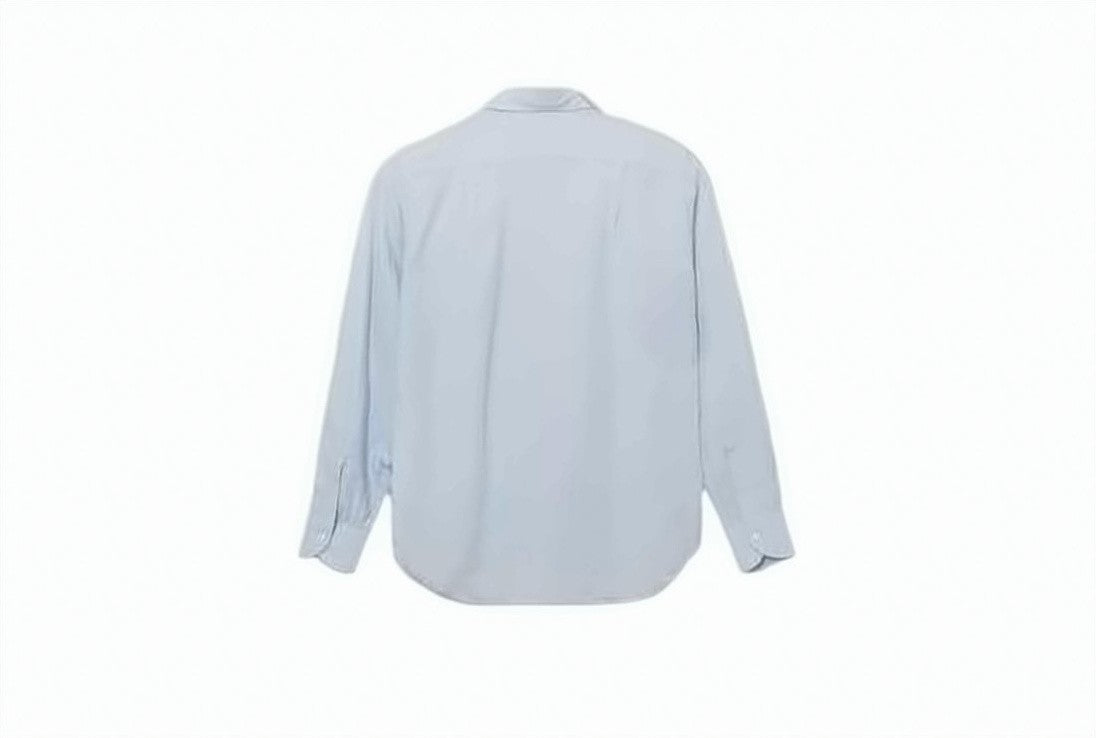 Drake's Long-Sleeve Blue Linen Shirt With Classic Collar