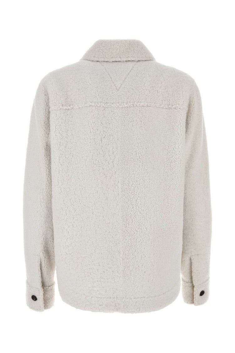 Bottega Veneta Chalk Shearling Oversize Shirt