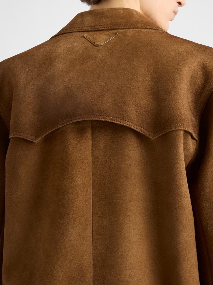 Prada Blouson Straight-Cut Lambskin Suede Jacket