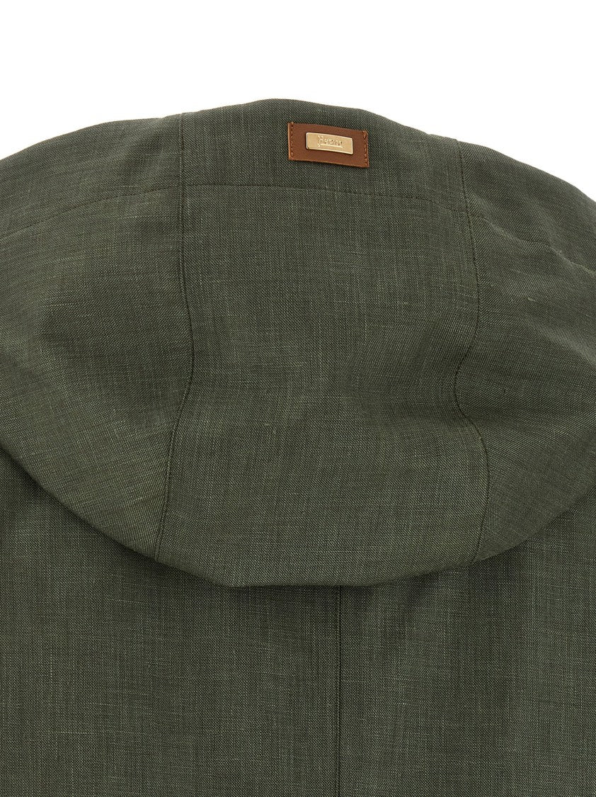 Herno Waterproof Technical Linen Blend Raincoat With Adjustable Waist