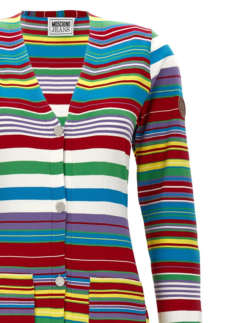 Moschino Long Striped Stretch Viscose Cardigan
