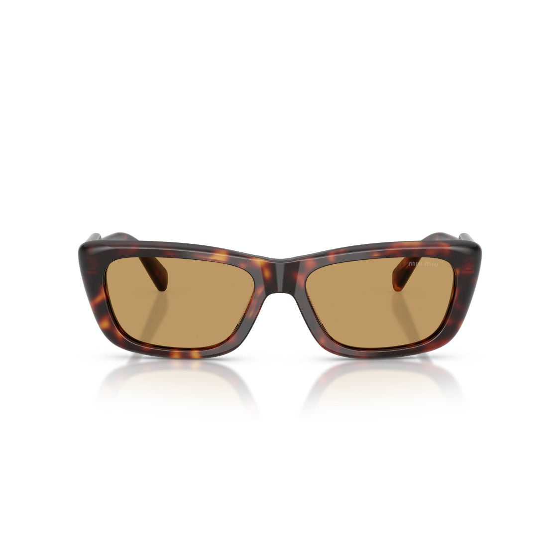 Miu Miu 0Mu B12s Rectangular Tortoiseshell Sunglasses With Thick Arms