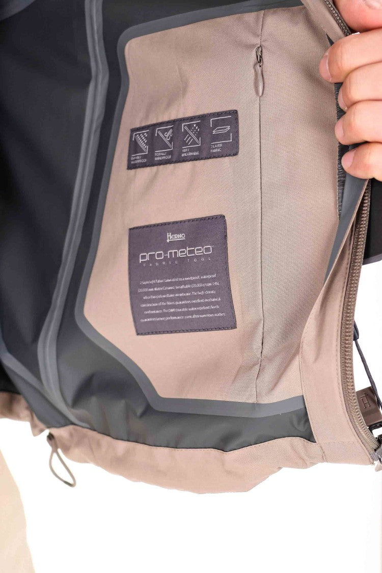 Herno Beige Waterproof Nylon Bomber Jacket