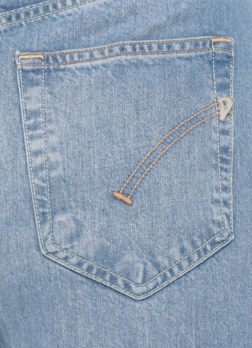 Dondup Blue Beatrix Leather Tab Denim Jeans