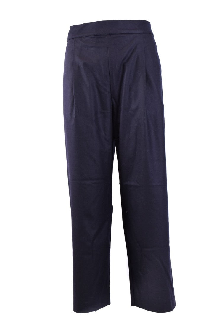 Laneus Relaxed Fit Deep Blue Trousers Pleated