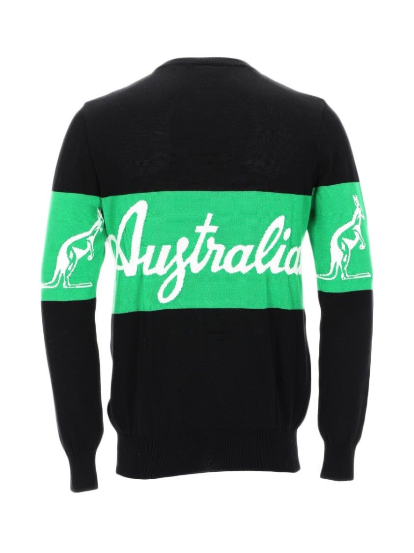 Gcds Graphic Black Sweater With Green Accent And Iconic Motifs