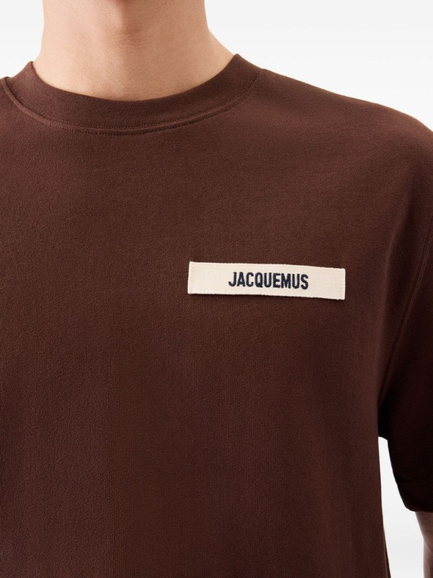 Jacquemus Brown T-Shirt With Logo Patch And Relaxed Fit