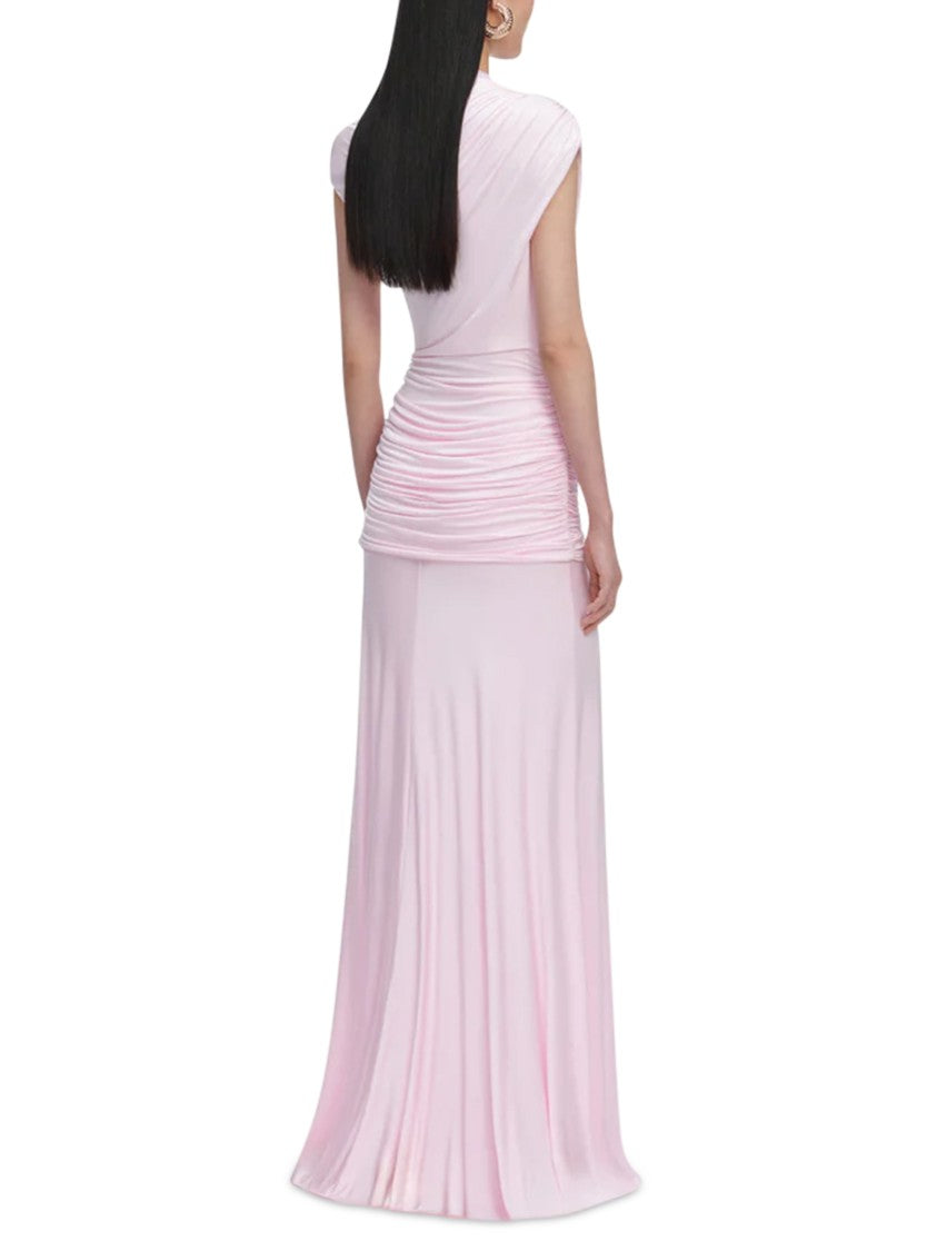 Self-Portrait Draped Jersey Maxi Dress With Elegant Asymmetrical Neckline