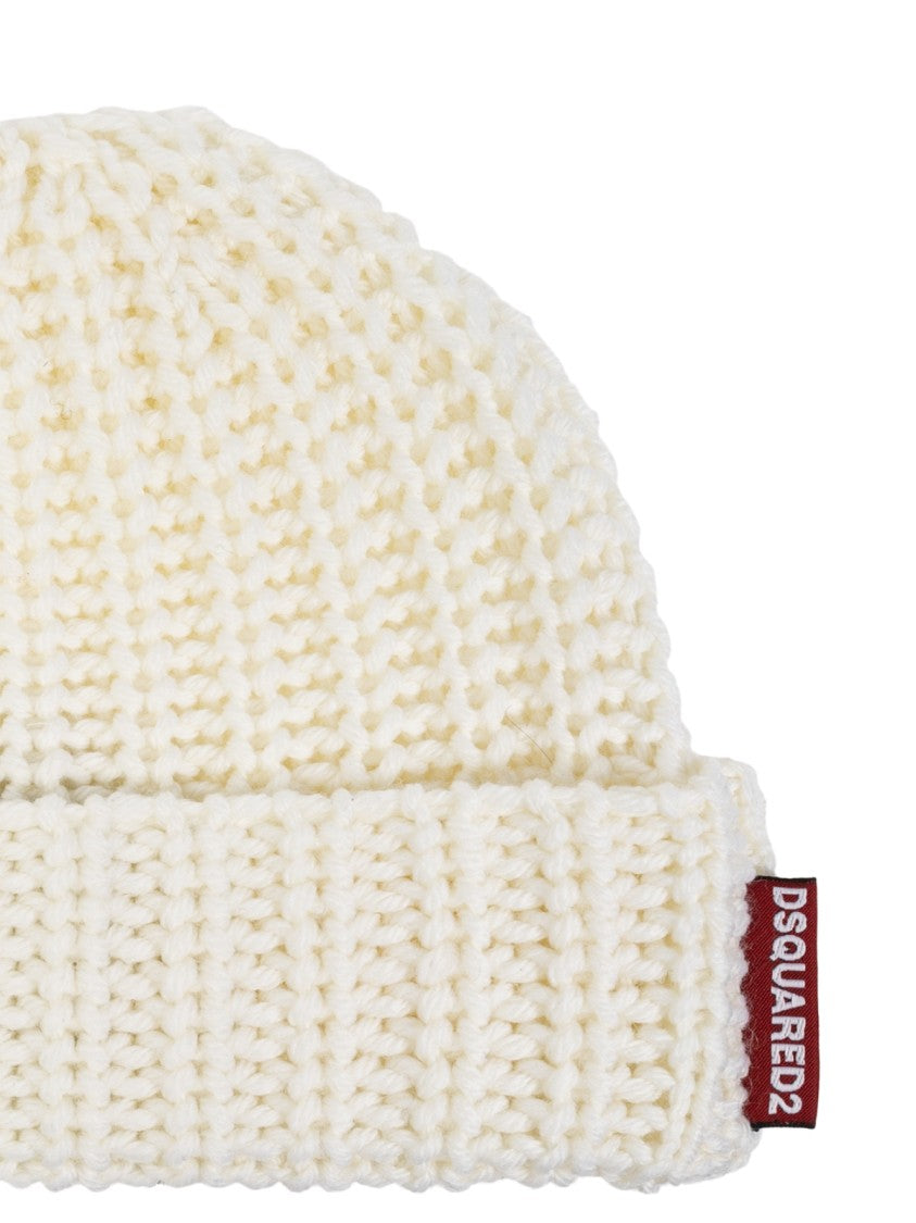 Dsquared2 Logo Tag Knit Wool Beanie
