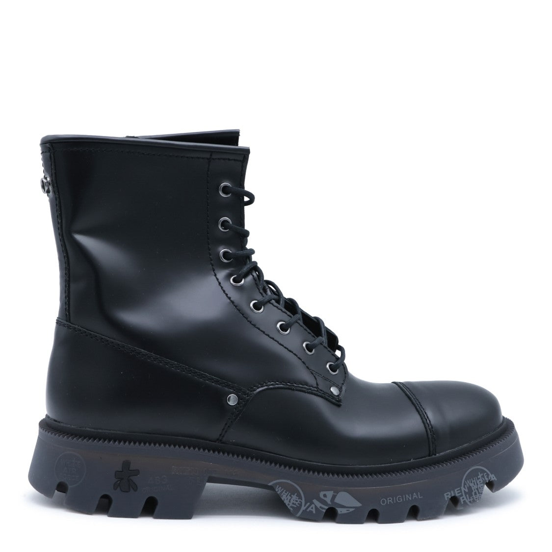 Premiata Black Embossed High-Ankle Lace-Up Boots
