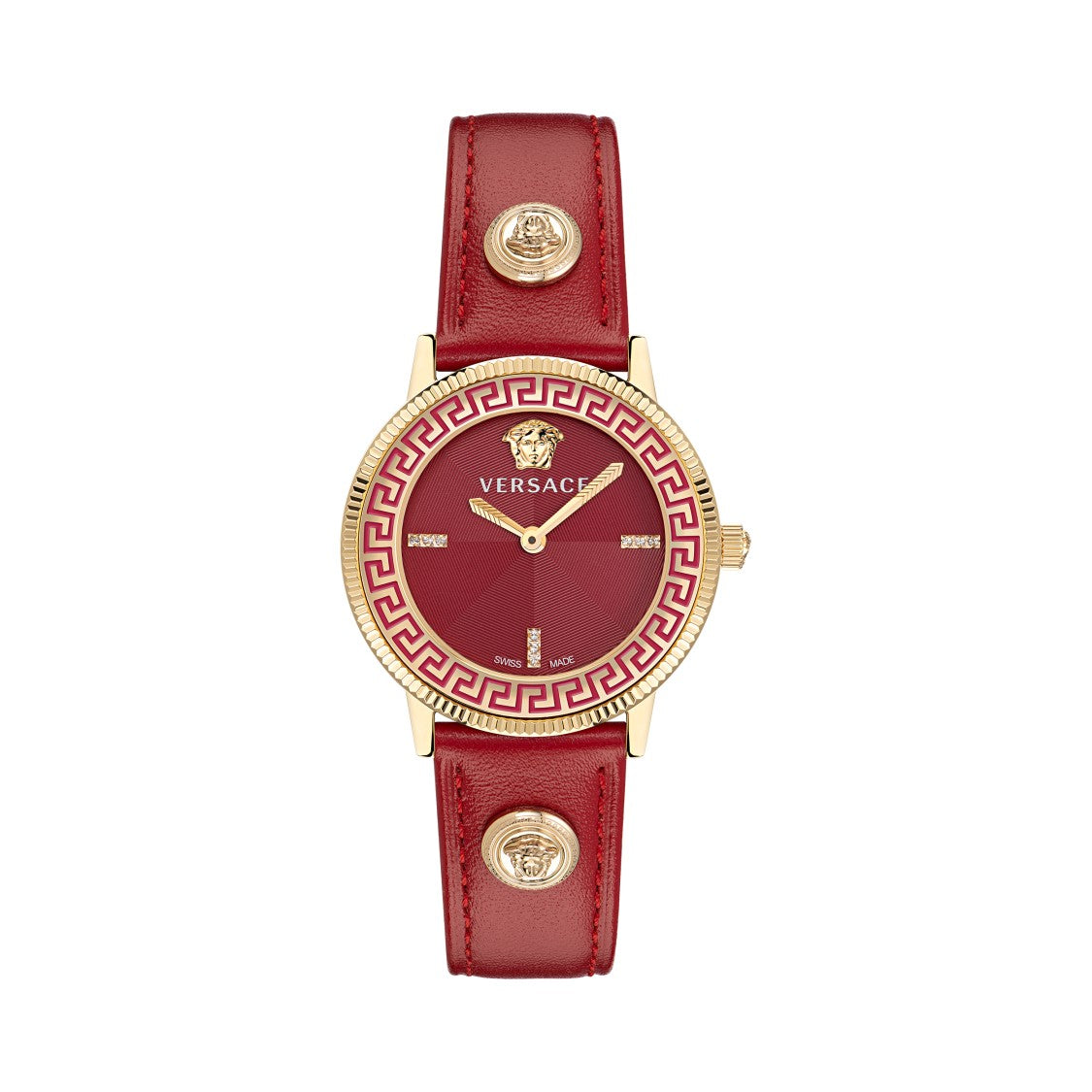 Versace Gold-Tone Stainless Steel Analog Watch With Red Dial