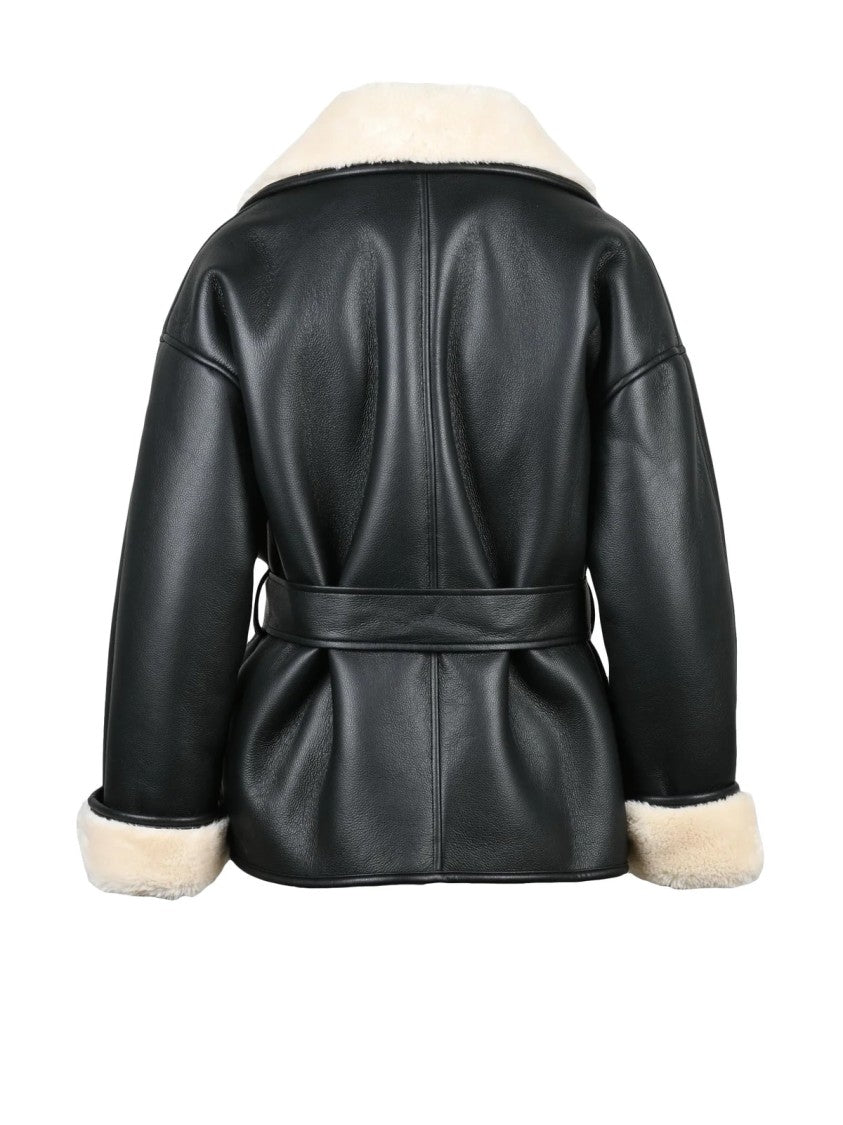 Stand Studio Black-Beige Polyurethane Eco Jacket