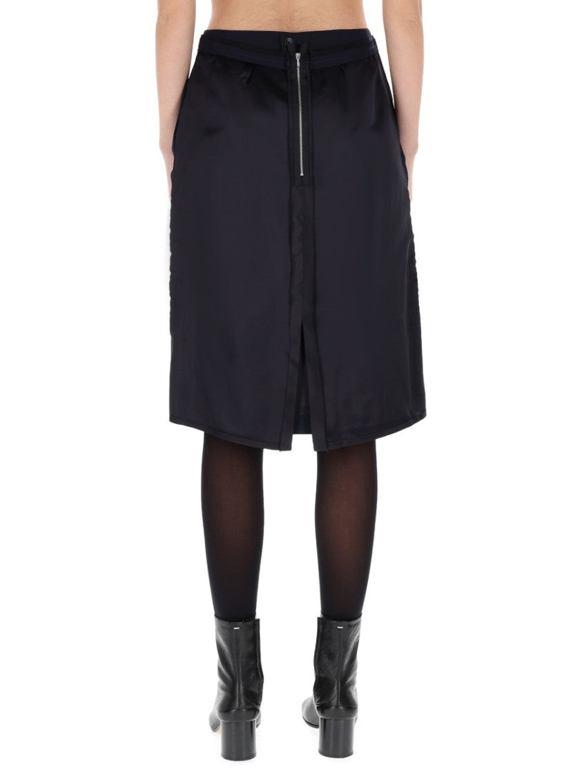 Maison Margiela Black Polyester-Blend Zipper Midi Skirt