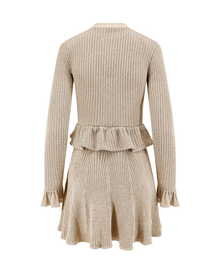 Self-Portrait Gold Lurex Knit Mini Dress
