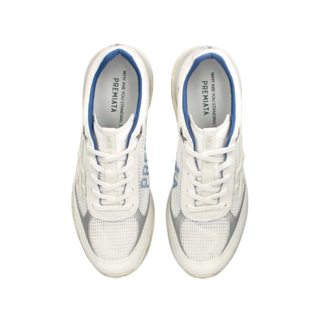 Premiata White Moerun Suede And Mesh Sneakers