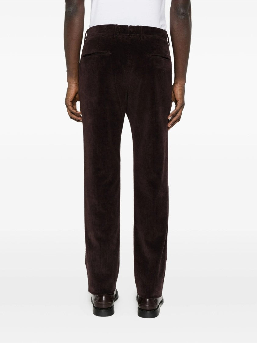 Incotex Straight-Leg Dark Brown Corduroy Trousers With Classic Fit