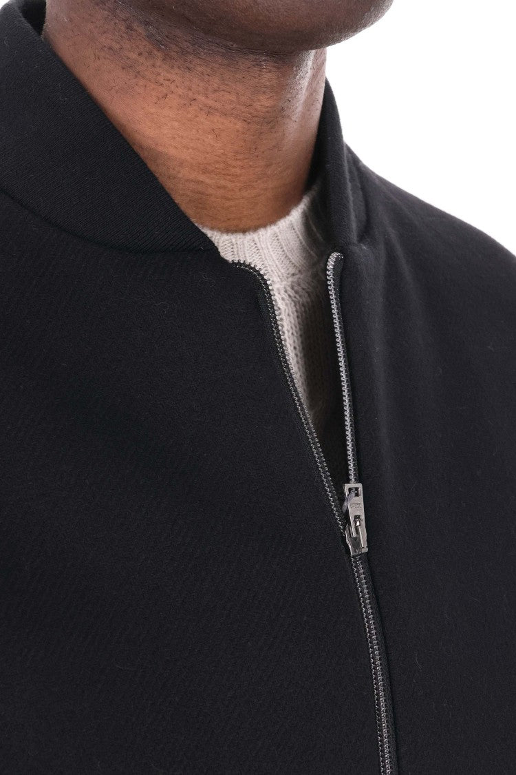 Herno Diagonal Wool Baseball Collar Bomber Jacket