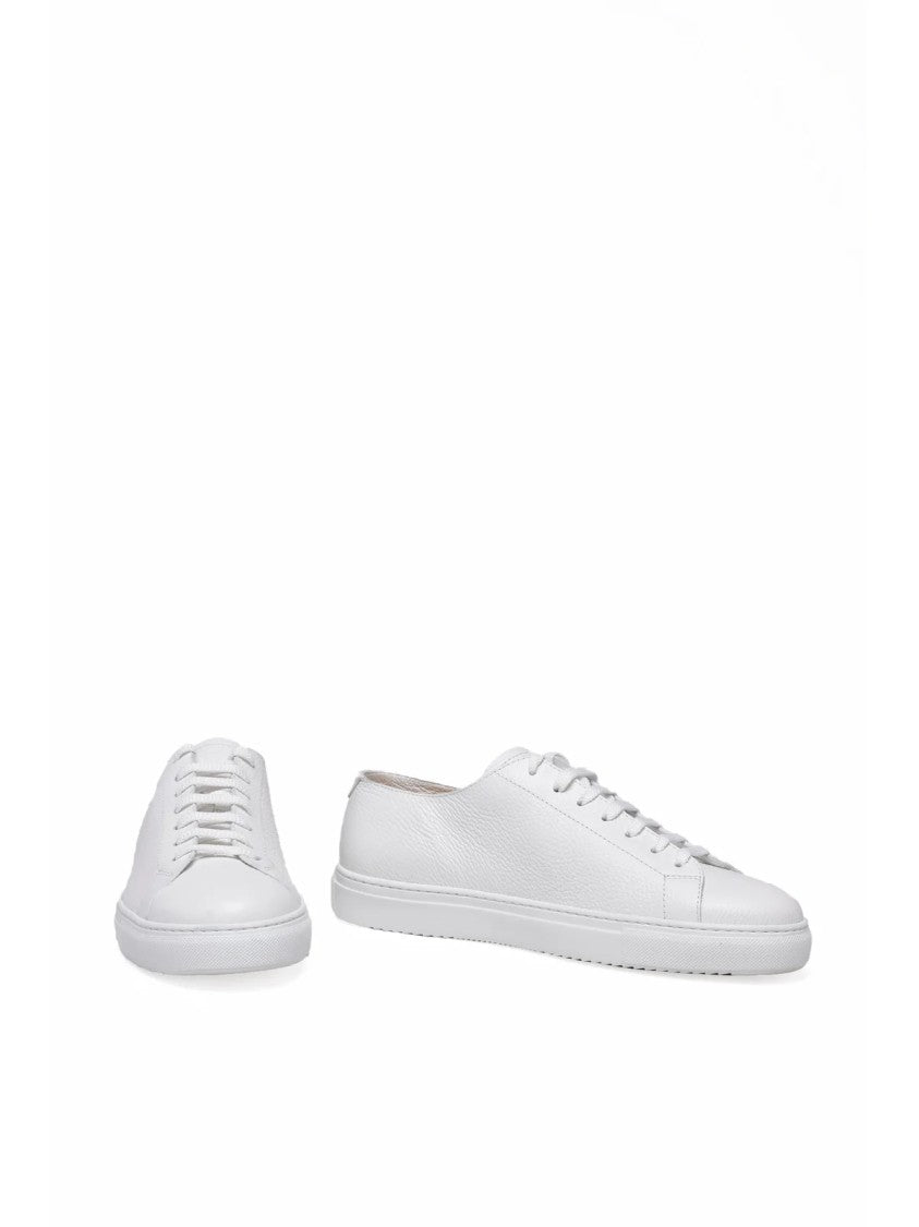 Doucal's White Minimalist Smooth Leather Low-Top Sneakers
