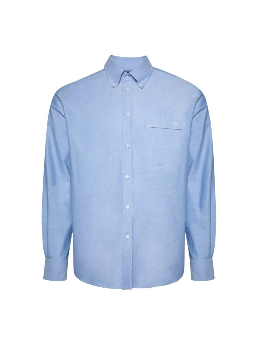 Valentino Camicia Maniche Lunghe Celeste