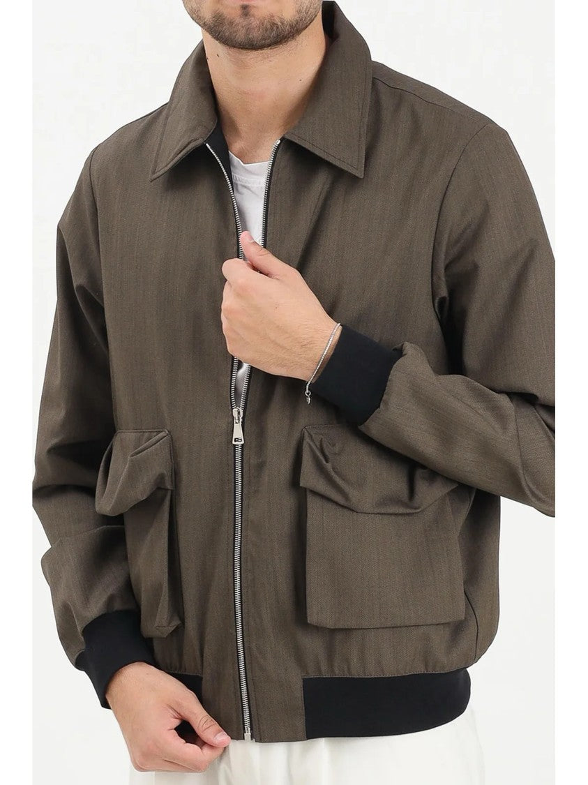 Yes London Lightweight Wool Jacket With Zip Closure And Ribbed Cuffs