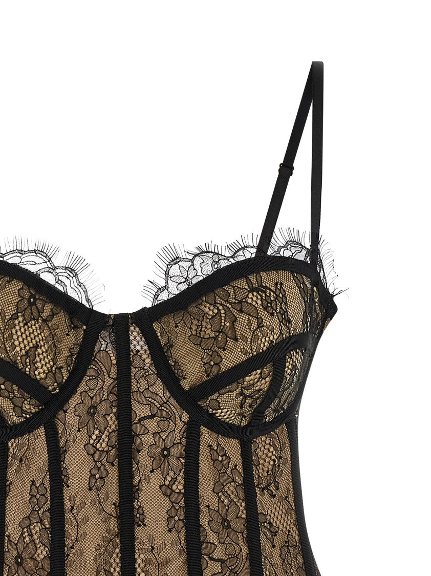 Giuseppe Di Morabito Lace Mini Dress With Grosgrain Bustier Design