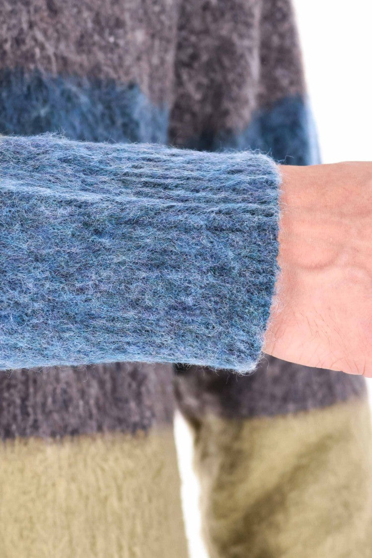Roberto Collina Cotton-Alpaca Color Block Crewneck Sweater
