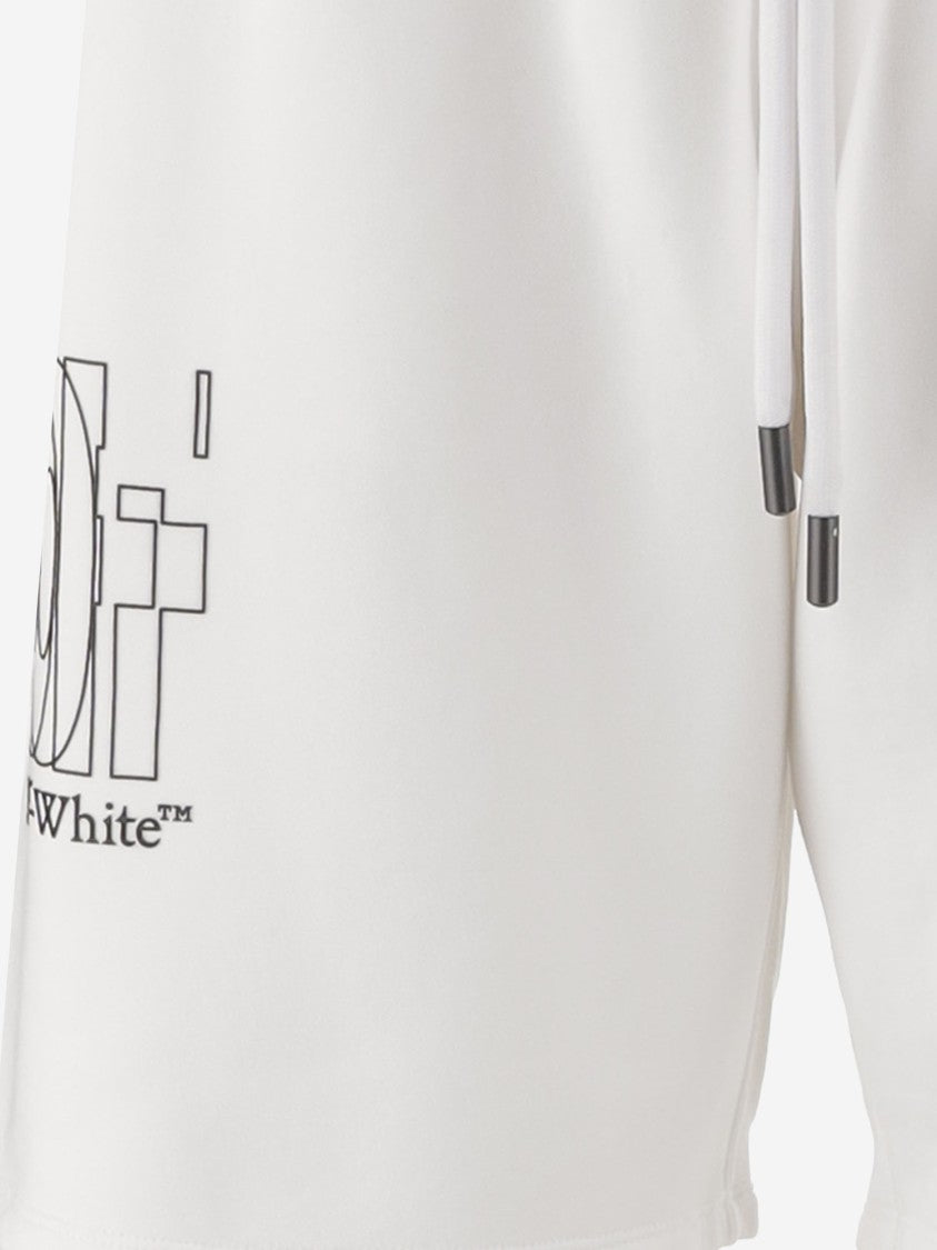 Off-White Heraldic Arrow Cotton Shorts With Drawstring Waistband